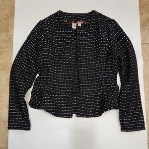 DOLAN Women's XXS Metallic Tweed Peplum Open Blazer